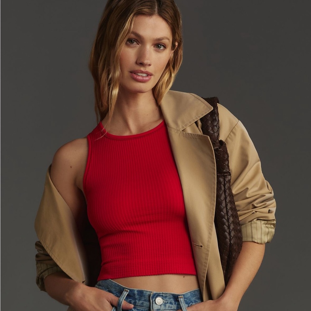 Anthropologie Red Seamless Tank Top